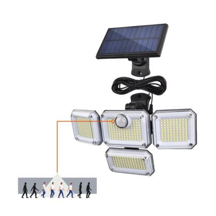 LED-Solarstrahler mit Sensor GLOW LED/2,5W/3,7V 6500K IP44 2400 mAh + Fernbedienung