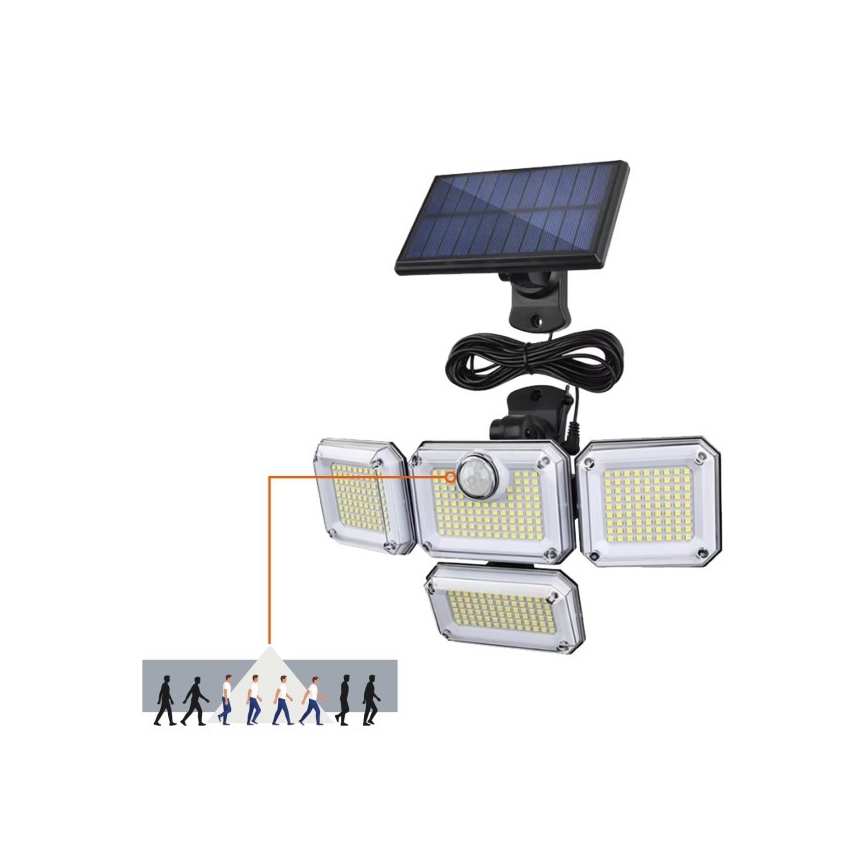 LED-Solarstrahler mit Sensor GLOW LED/2,5W/3,7V 6500K IP44 2400 mAh + Fernbedienung
