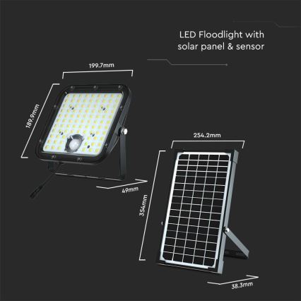 LED-Solarstrahler mit Sensor LED/30W/6,4V 6400K + Fernbedienung
