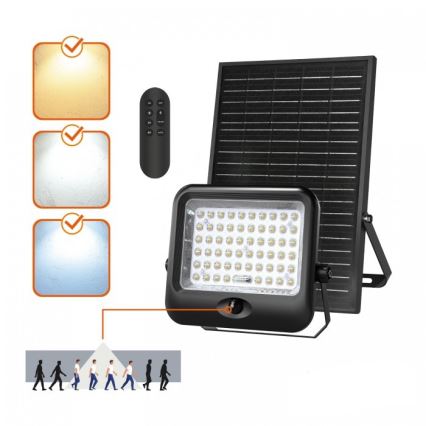 LED-Solarstrahler mit Sensor MHCS LED/20W/3,2V 3000/4000/6500K IP65 10000 mAh + Fernbedienung