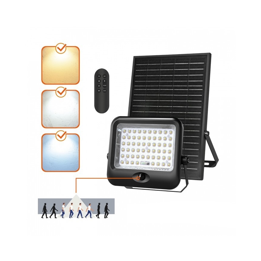 LED-Solarstrahler mit Sensor MHCS LED/35W/3,2V 3000/4000/6500K IP65 15000 mAh + Fernbedienung