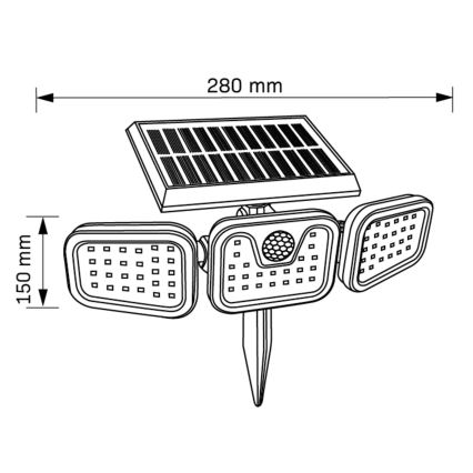 LED-Solarstrahler mit Sensor TRIO LED/0,6W/3,7V IP44