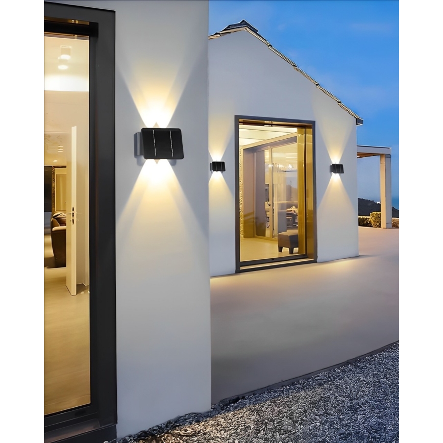 LED-Solarwandleuchte 4xLED/1,5W/3,7V IP54 schwarz
