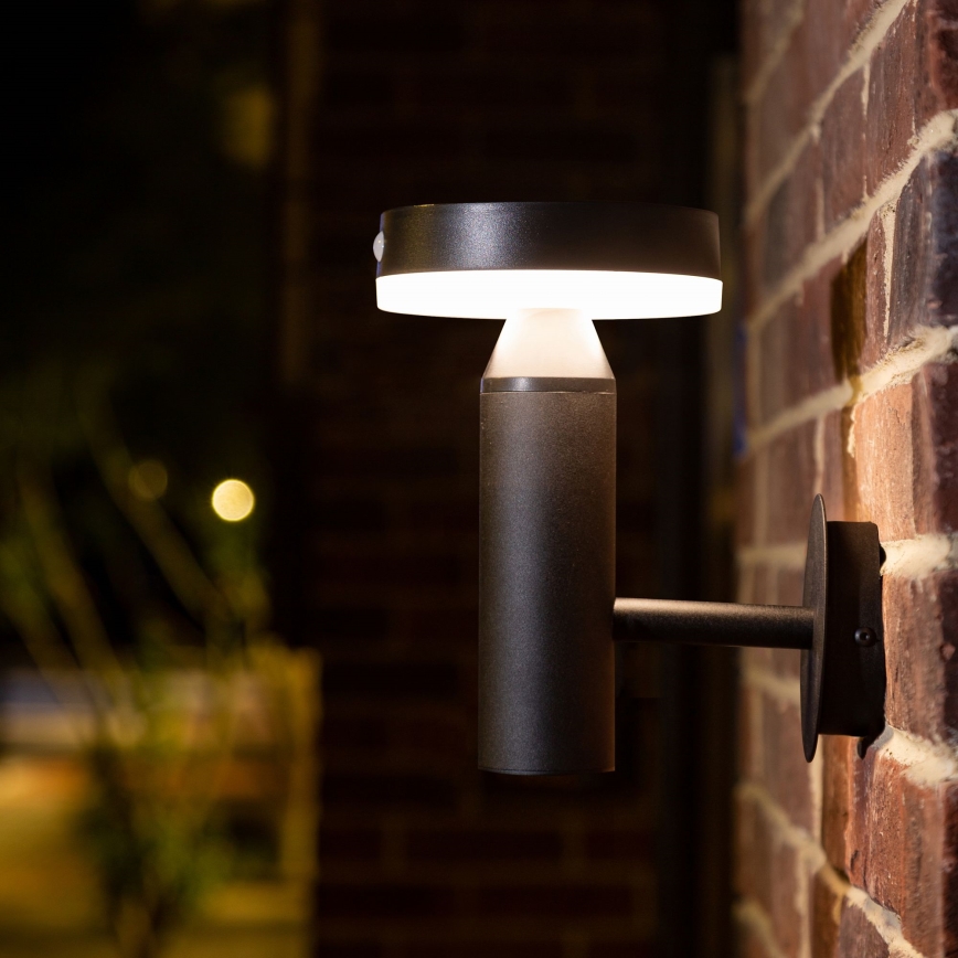 LED-Solarwandleuchte mit Sensor GWINEA LED/4,5W/3,7V IP44 schwarz