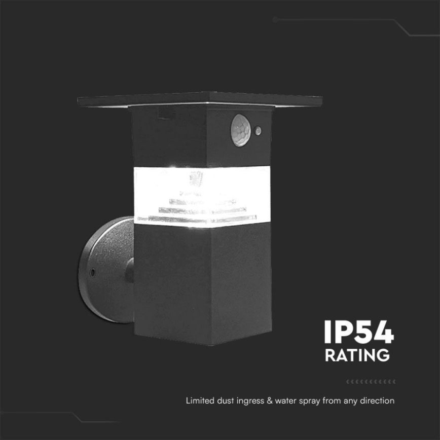 LED-Solarwandleuchte mit Sensor LED/2,5W/3,7V IP54 3000K