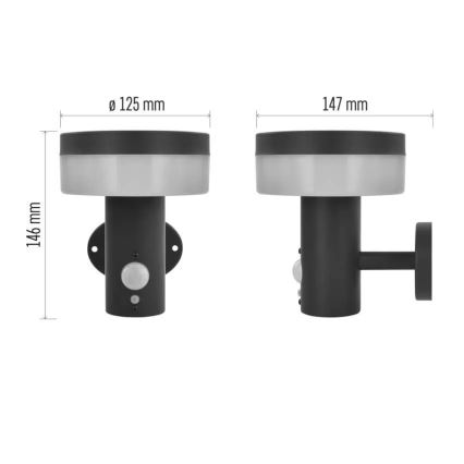 LED-Solarwandleuchte mit Sensor LED/2W/3,7V 1200 mAh IP44