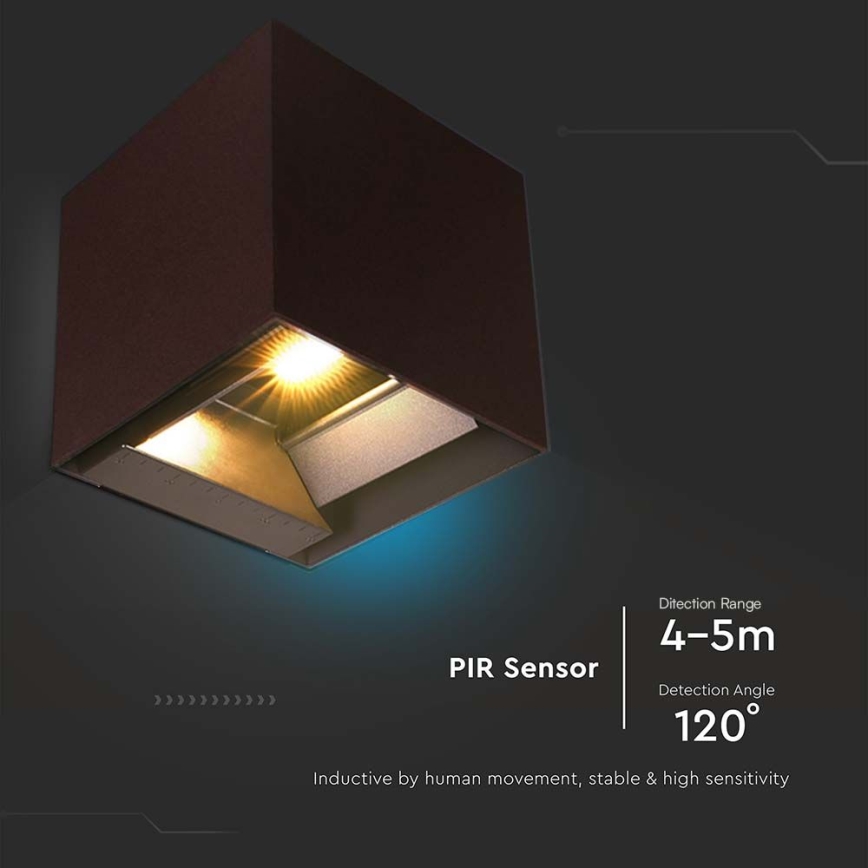 LED-Solarwandleuchte mit Sensor LED/9W/3,7V 3000/4000/5000K 2600 mAh IP65 braun