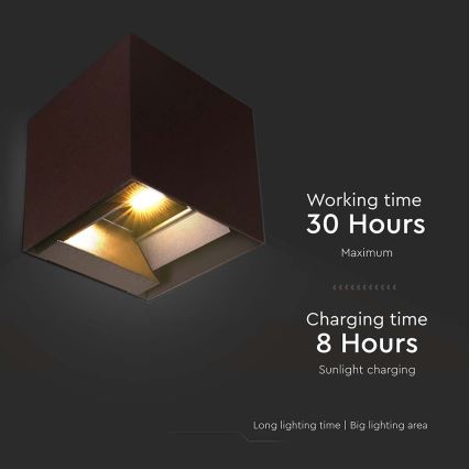 LED-Solarwandleuchte mit Sensor LED/9W/3,7V 3000/4000/5000K 2600 mAh IP65 braun