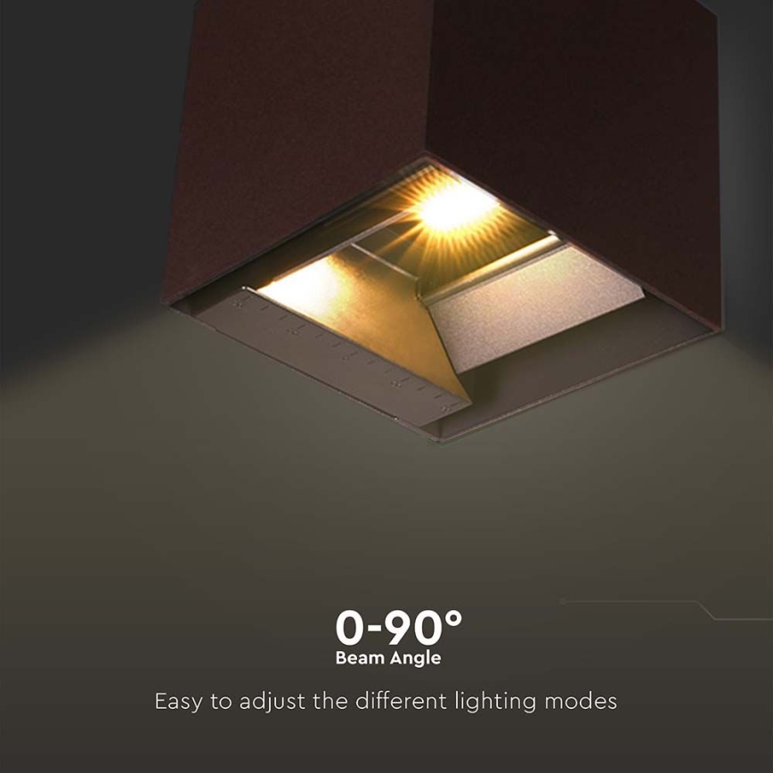 LED-Solarwandleuchte mit Sensor LED/9W/3,7V 3000/4000/5000K 2600 mAh IP65 braun