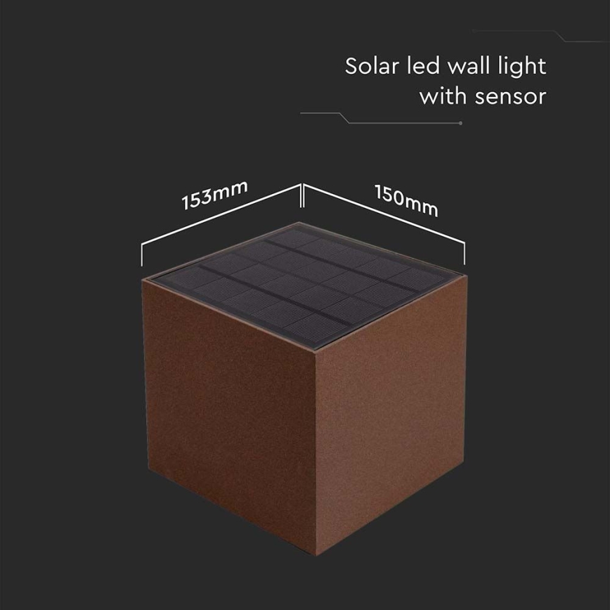 LED-Solarwandleuchte mit Sensor LED/9W/3,7V 3000/4000/5000K 2600 mAh IP65 braun