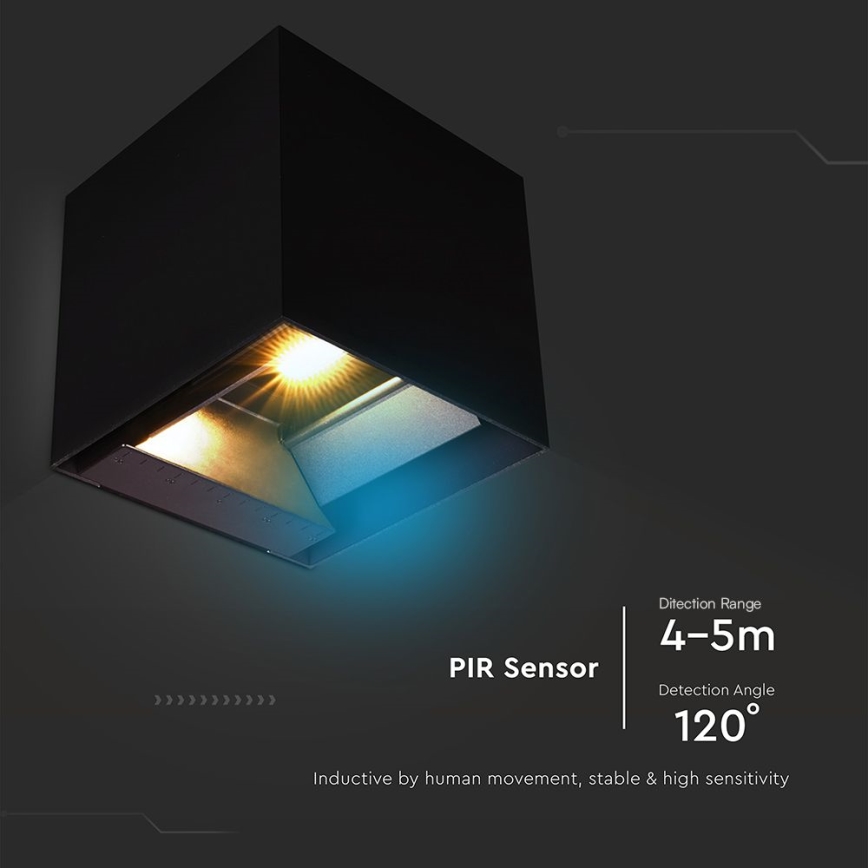 LED-Solarwandleuchte mit Sensor LED/9W/3,7V 3000/4000/5000K 2600 mAh IP65 schwarz