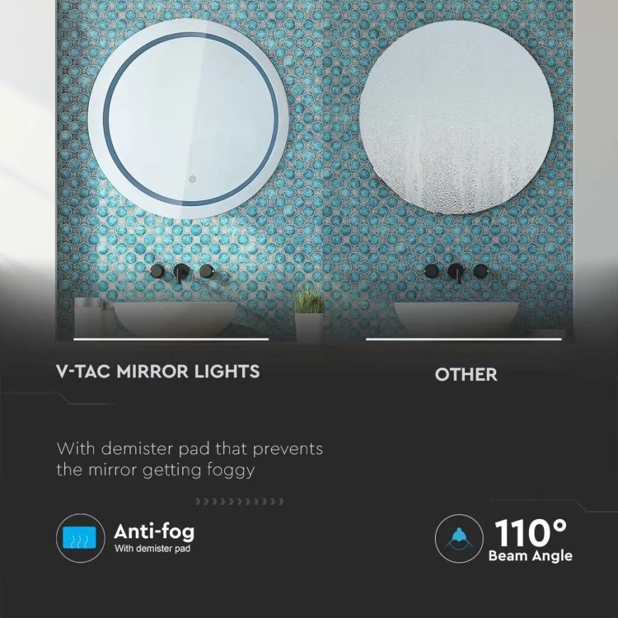 LED Specchio retroilluminato riscaldato per bagno LED/25W/230V IP44 3000K/4000K/6400K
