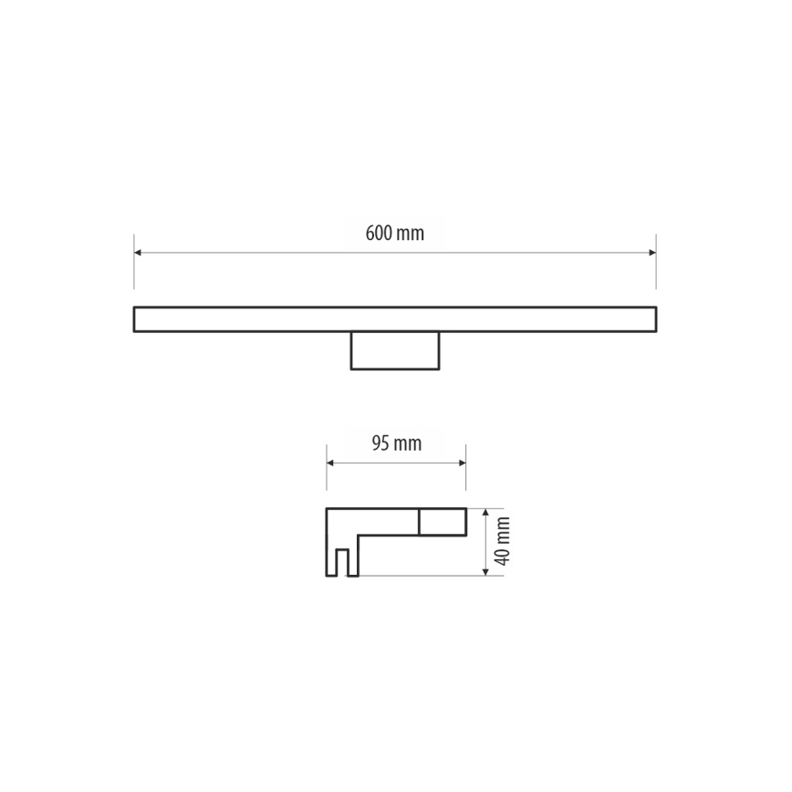 LED-Spiegelbeleuchtung für Badezimmer MIRROR LED/9W/230V 60 cm IP44 schwarz