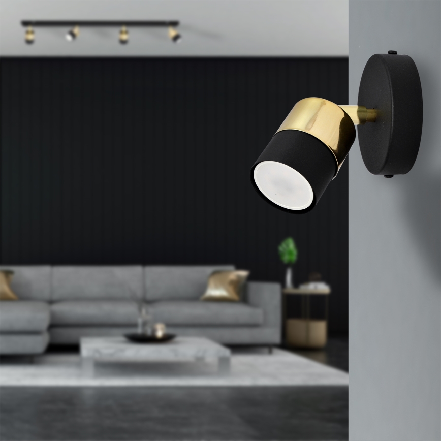 LED Spot mural LED TUBSSON 1xGU10/4,8W/230V noir/doré