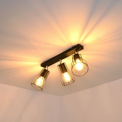 LED Spotlight TUBE II 3xE27/15W/230V schwarz