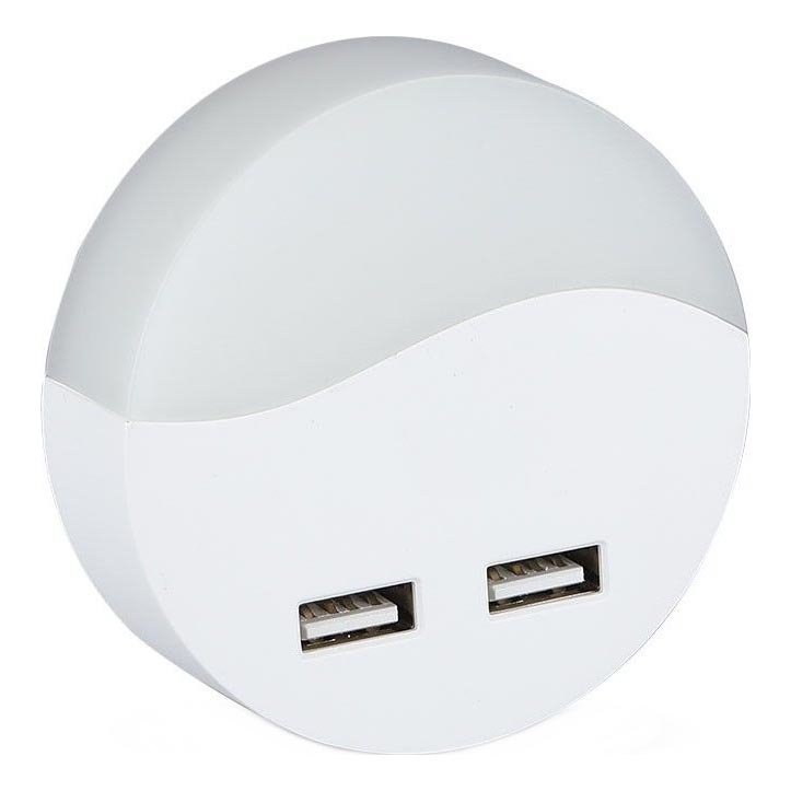 LED-Steckdosen-Nachtlicht mit Dämmerungssensor 2xUSB LED/0,45W/230V 3000K
