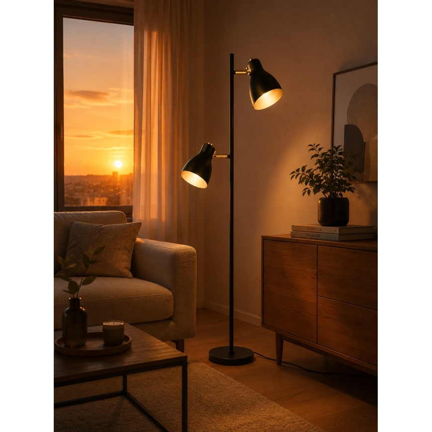 LED Stehlampe 2xE27/7W/230V 2700K schwarz