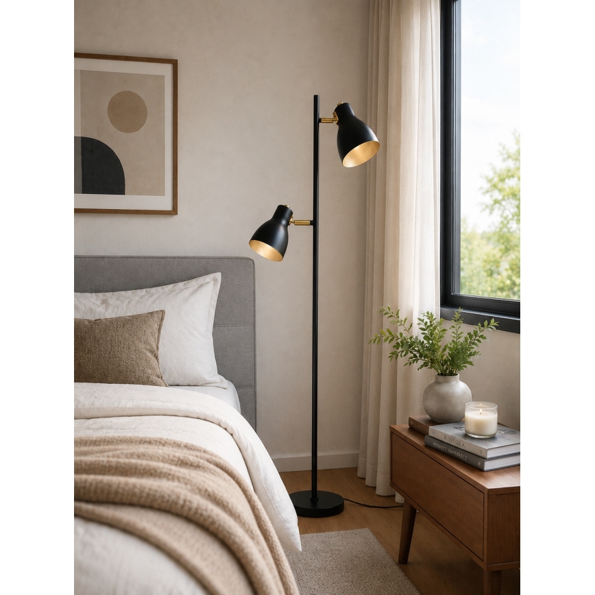 LED Stehlampe 2xE27/7W/230V 2700K schwarz