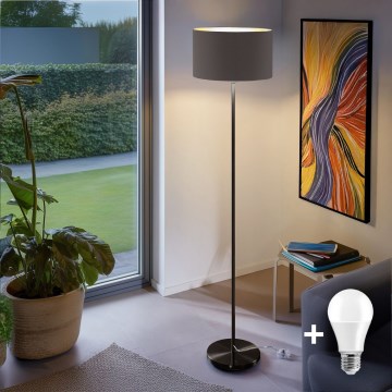 LED-Stehleuchte TUNJA 1x E27/20 W/230 V Ø 38 cm schwarz/taupe