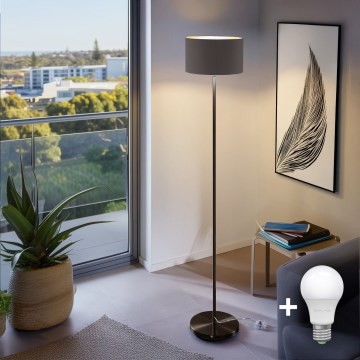 LED-Stehleuchte TUNJA 1xE27/20W/230V Ø 30 cm schwarz/braun