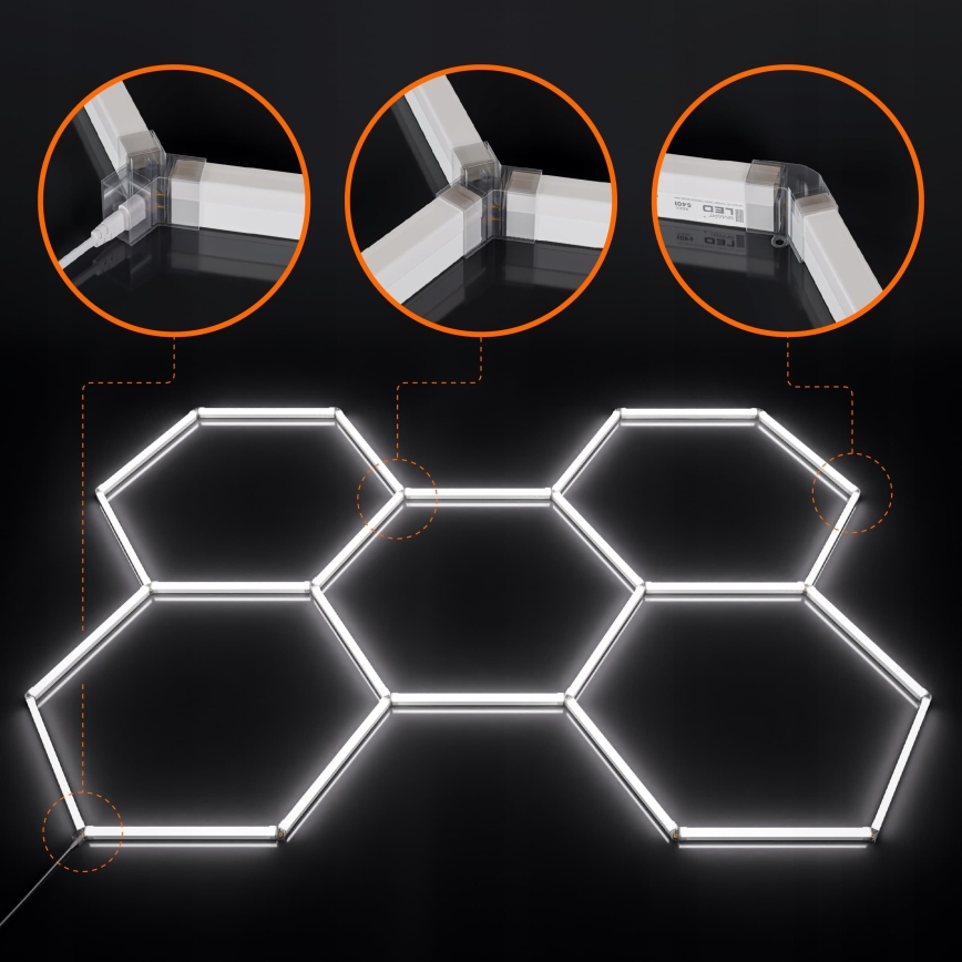 Dimmbare LED-Deckenleuchte HEXAGON LED/240W/85-265V 5000K 298x209 cm CRI 90 IP54 weiß