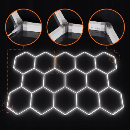 LED dimmbare Deckenleuchte HEXAGON LED/570W/85-265V 5000K 522x298 cm CRI 90 IP54 weiß