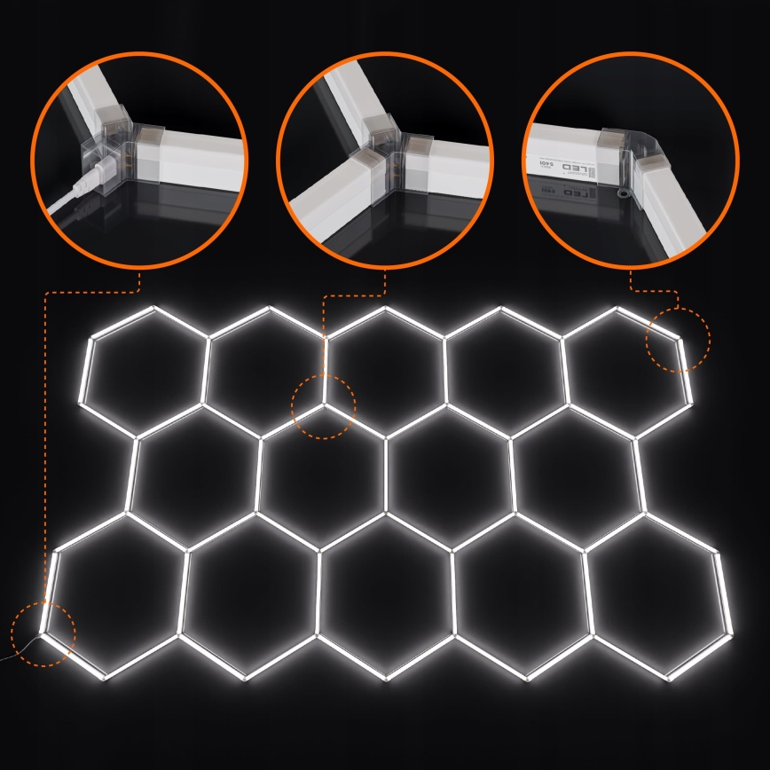 LED dimmbare Deckenleuchte HEXAGON LED/570W/85-265V 5000K 522x298 cm CRI 90 IP54 weiß