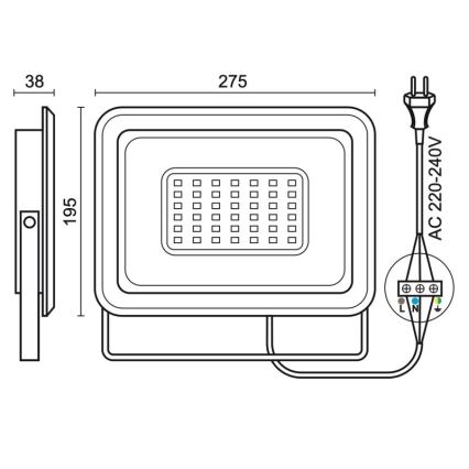 LED-Strahler für den Außenbereich LED/100W/230V 4000K IP65 schwarz