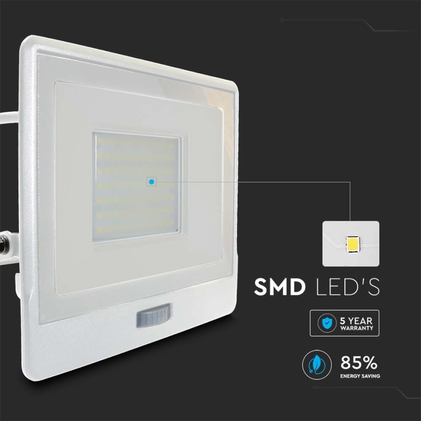 LED-Strahler mit Sensor LED/50W/230V 6500K IP65 weiß