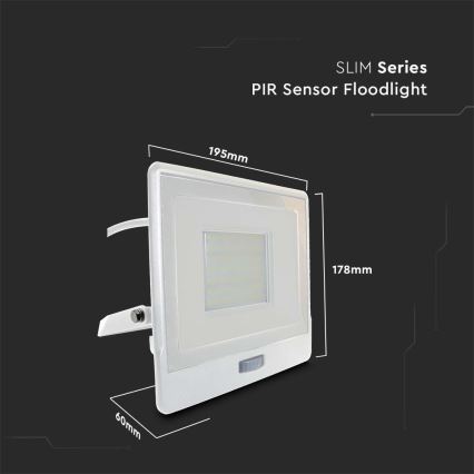 LED-Strahler mit Sensor LED/50W/230V 6500K IP65 weiß
