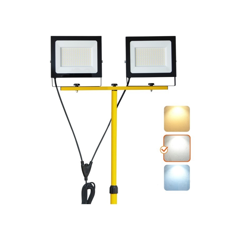 LED-Strahler mit Stativ TIGRA 2xLED/100W/230V 4000K IP54 schwarz/gelb