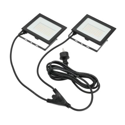 LED-Strahler mit Stativ TIGRA 2xLED/50W/230V 4000K IP54 schwarz/gelb