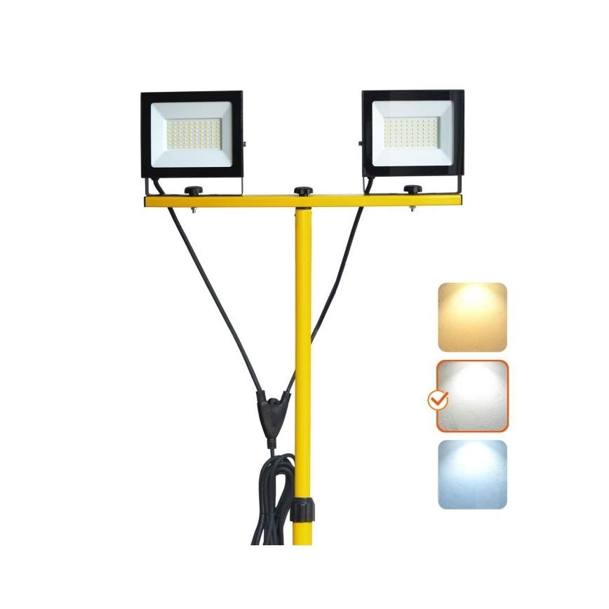 LED-Strahler mit Stativ TIGRA 2xLED/50W/230V 4000K IP54 schwarz/gelb