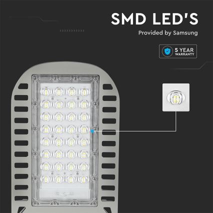 LED-Straßenleuchte SAMSUNG CHIP LED/50W/230V 4000K grau