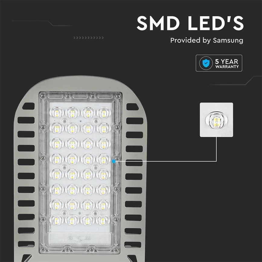 LED-Straßenleuchte SAMSUNG CHIP LED/50W/230V 4000K grau