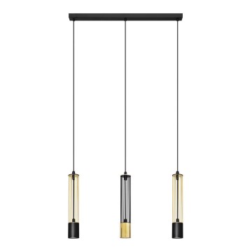 LED Suspension filaire BARS 3xGU10/4,8W/230V noire/dorée