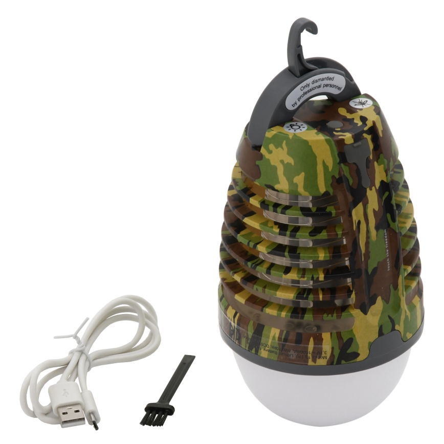 LED Tragbare wiederaufladbare Lampe mit Insektenfalle LED/2W/3,7V 1800 mAh IPX4 Tarnung