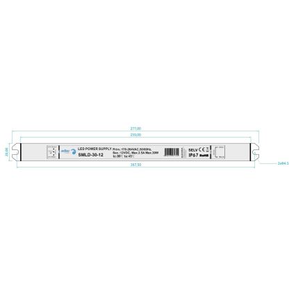 LED Transformateur électrique DRIVER 30W/230V/12V IP67
