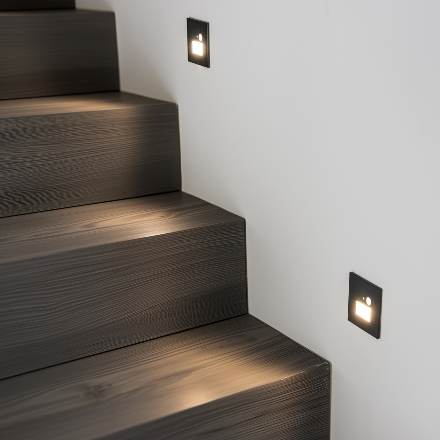 LED Treppenleuchte mit Bewegungs- und Dämmerungssensor LED/1,5W/230V 3000/4000/6000K schwarz