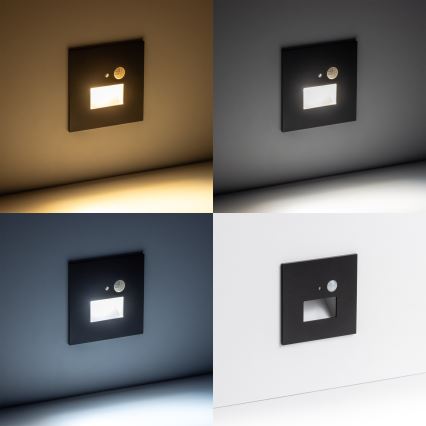 LED Treppenleuchte mit Bewegungs- und Dämmerungssensor LED/1,5W/230V 3000/4000/6000K schwarz