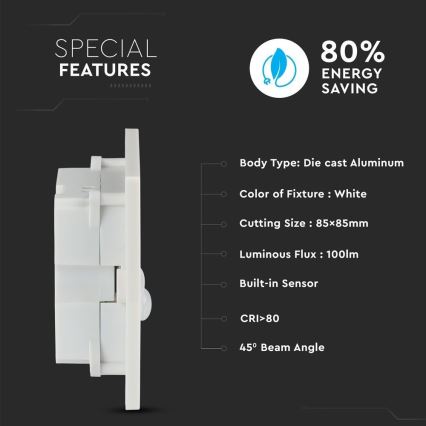 LED-Treppenlicht mit Bewegungssensor LED/3W/230V 4000K weiß