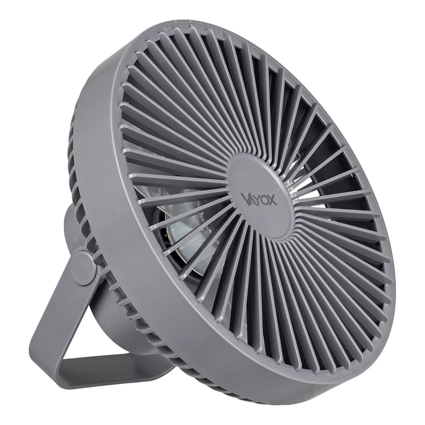 LED Ventilatore da tavolo ricaricabile con illuminazione a LED LED/2W/5V USB 2400 mAh grigio