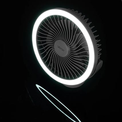 LED Ventilatore da tavolo ricaricabile con illuminazione a LED LED/3W/5V USB 2400 mAh grigio