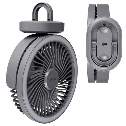 LED Ventilatore da tavolo ricaricabile con illuminazione a LED LED/3W/5V USB 2400 mAh grigio