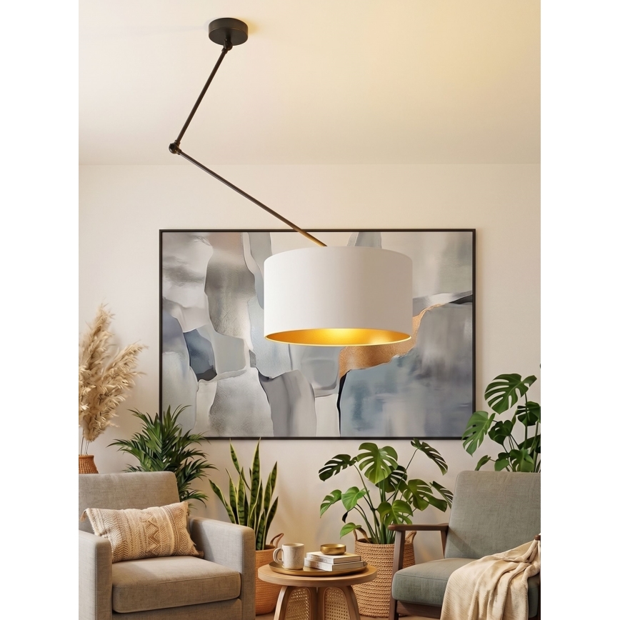 LED verstellbare Hängeleuchte an Stange GORTA 1xE27/60W/230V weiß/gold