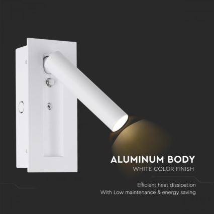 LED-Wand-Spot LED/2W/230V 3000K weiß