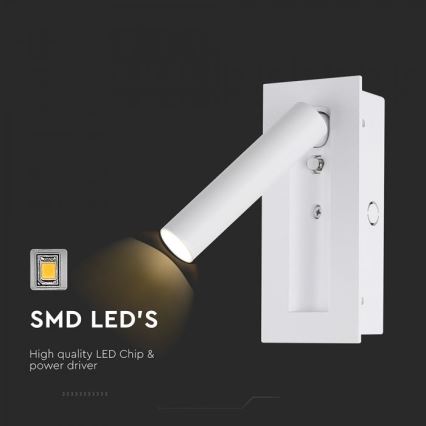 LED-Wand-Spot LED/2W/230V 3000K weiß