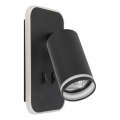 LED-Wand-Spot PIPE 1xGU10/10W/230V + LED/6W schwarz