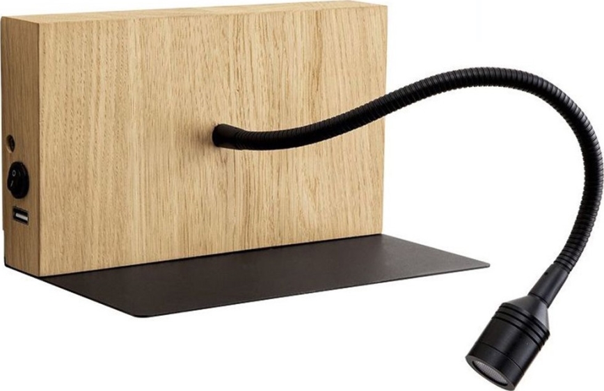 LED-Wandleuchte LECTOR LED/2,5W/230V USB Eiche