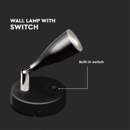 LED Wandleuchte mit Schalter LED/4,5W/230V 4000K Schwarz